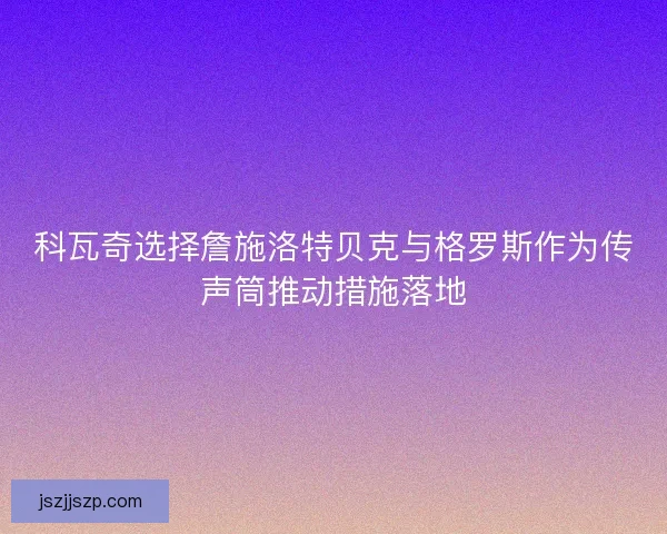 科瓦奇选择詹施洛特贝克与格罗斯作为传声筒推动措施落地
